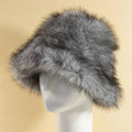 Gray Faux Fur Trapper Hat / Russian Style Bucket Hat