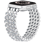 Crystal Diamond Bling Cz Silver Stretch Elastic Apple Watch