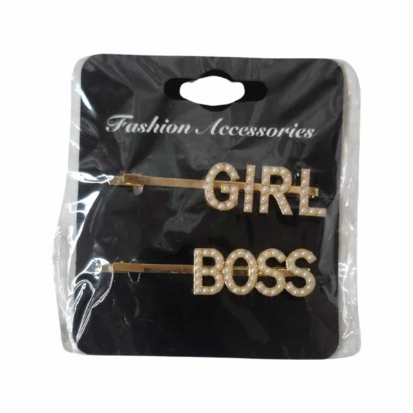'Girl Boss' hair clips