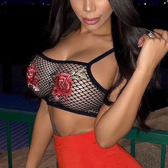 Floral Embroidered Fishnet Bralette.