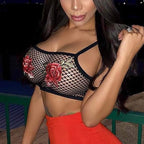 Floral Embroidered Fishnet Bralette.