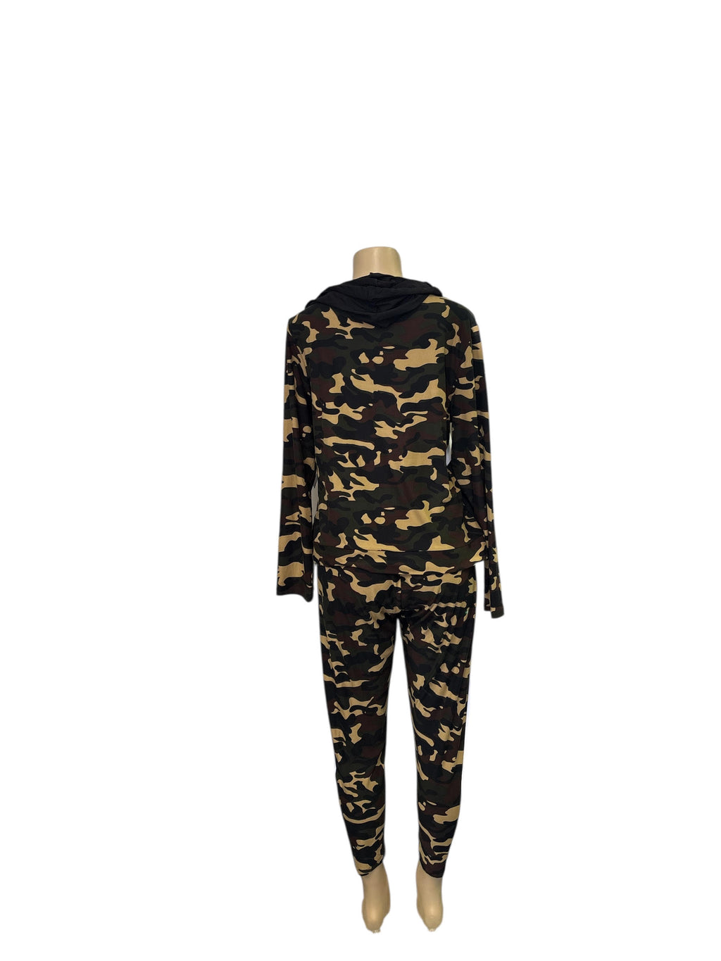 Camouflage Contrast Hooded Tracksuit Set