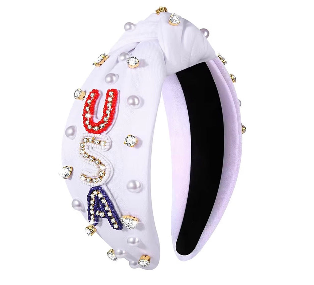 Radiant Jewel Embellished Knotted Headband
