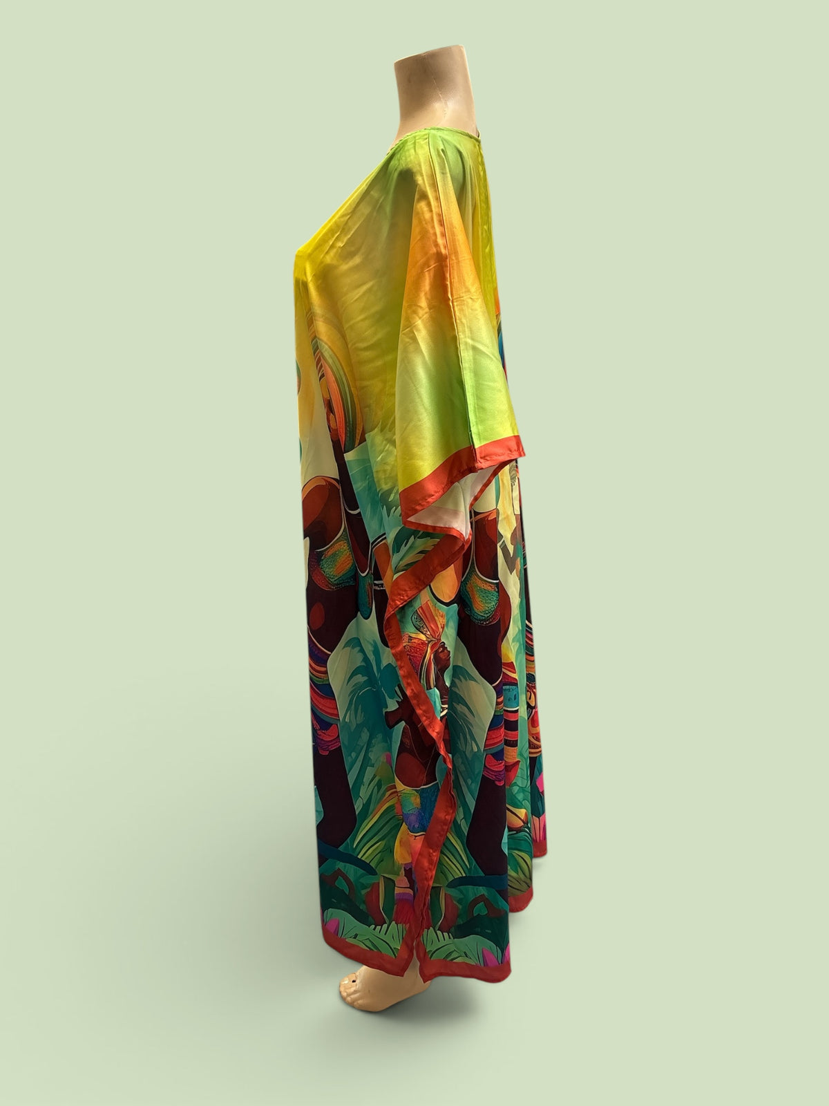 African Art Graphic Print Kaftan Maxi Dress