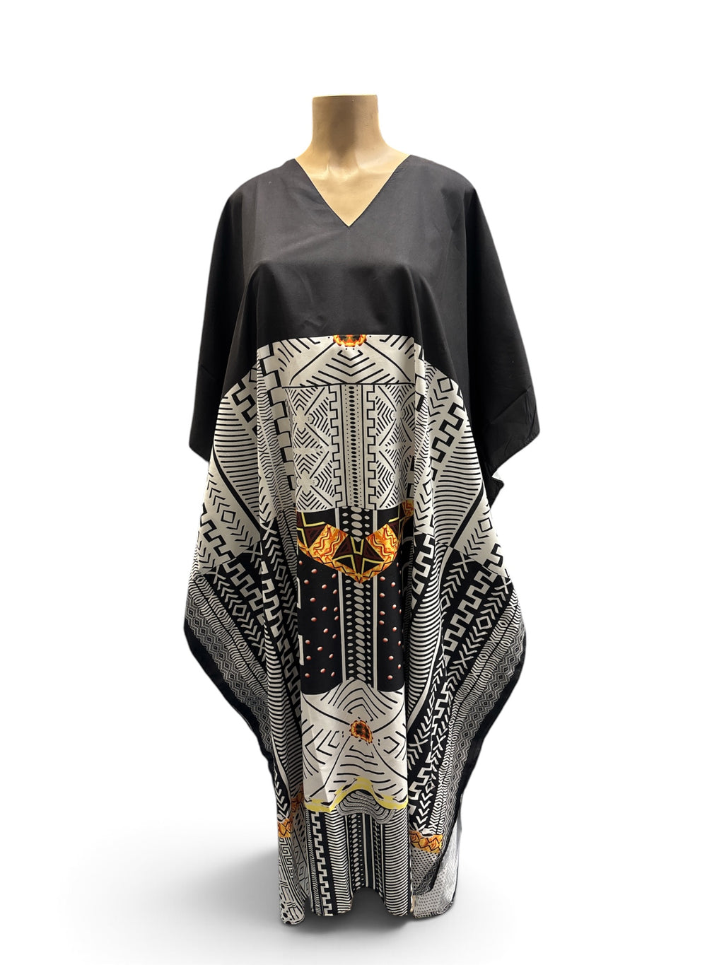 African Art Graphic Print Kaftan Maxi Dress