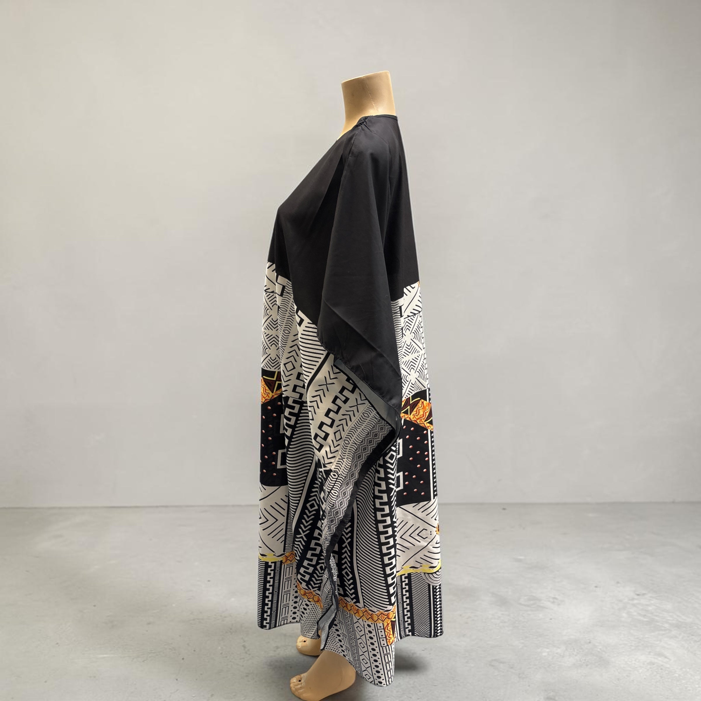 African Art Graphic Print Kaftan Maxi Dress