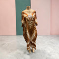 Bohemian Brown Tie-Dye Embroidered Kaftan Dress