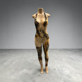 Gold Chain Print Cut-Out Halter Jumpsuit