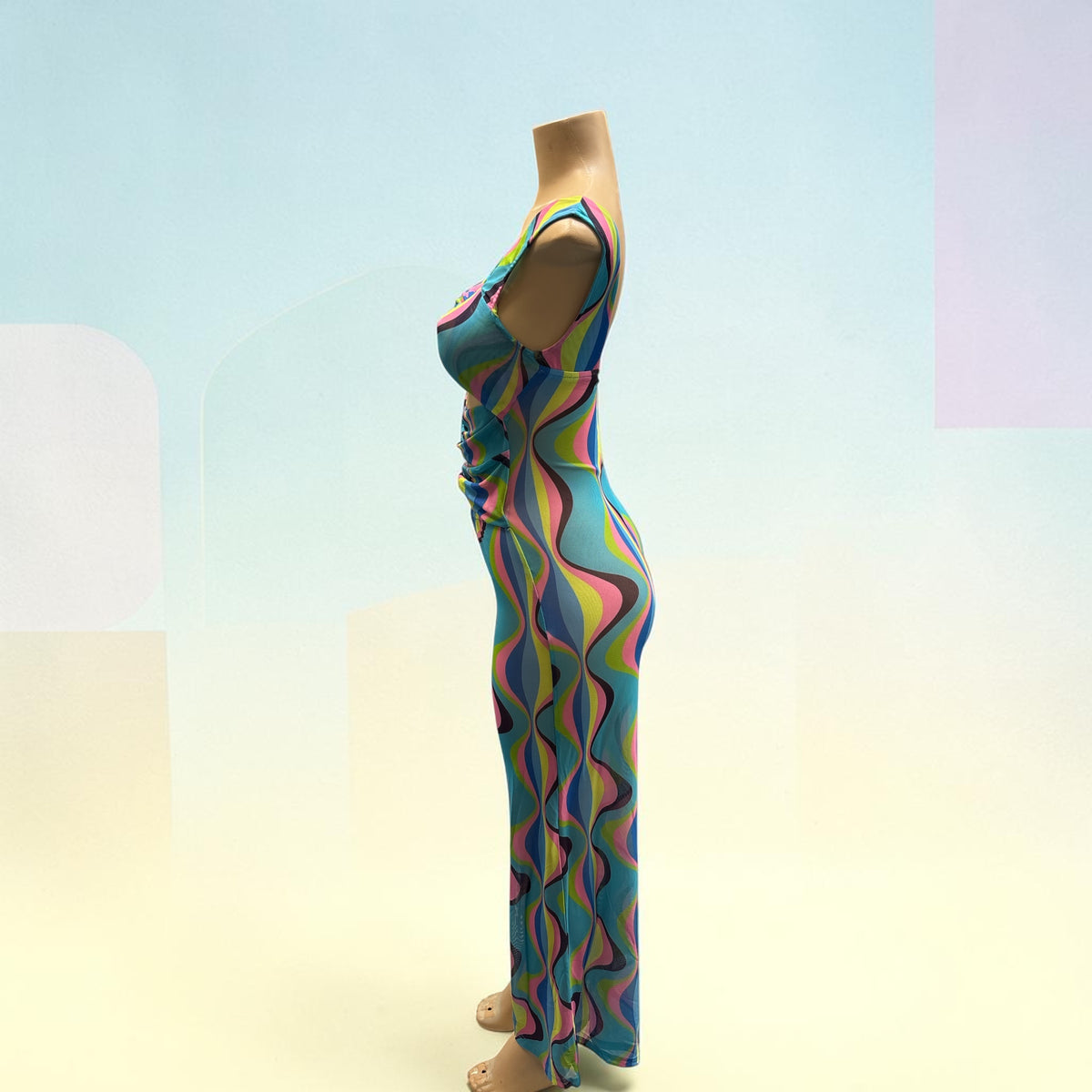 Retro Swirl Cut-Out O-Ring Jumpsuit