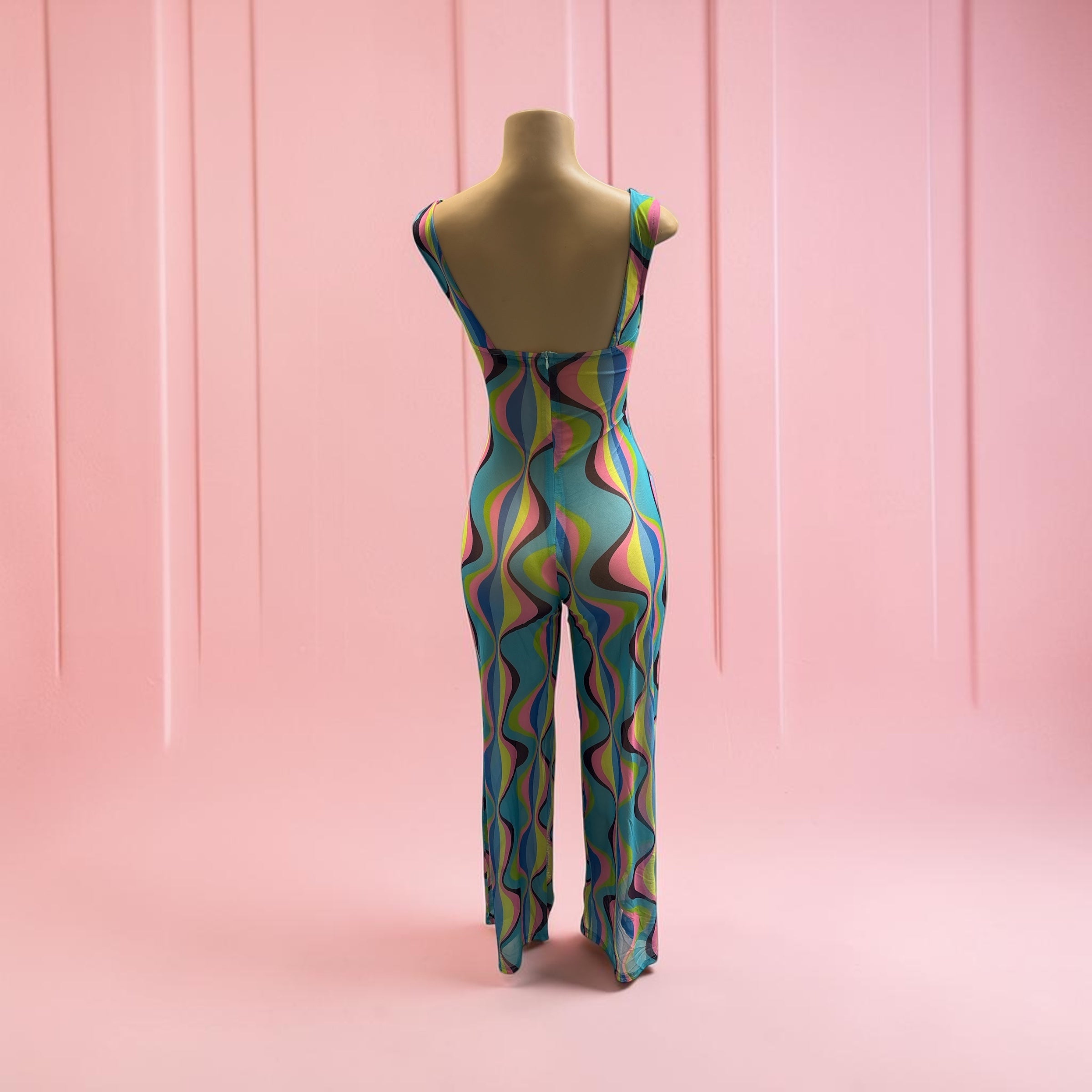 Retro Swirl Cut-Out O-Ring Jumpsuit