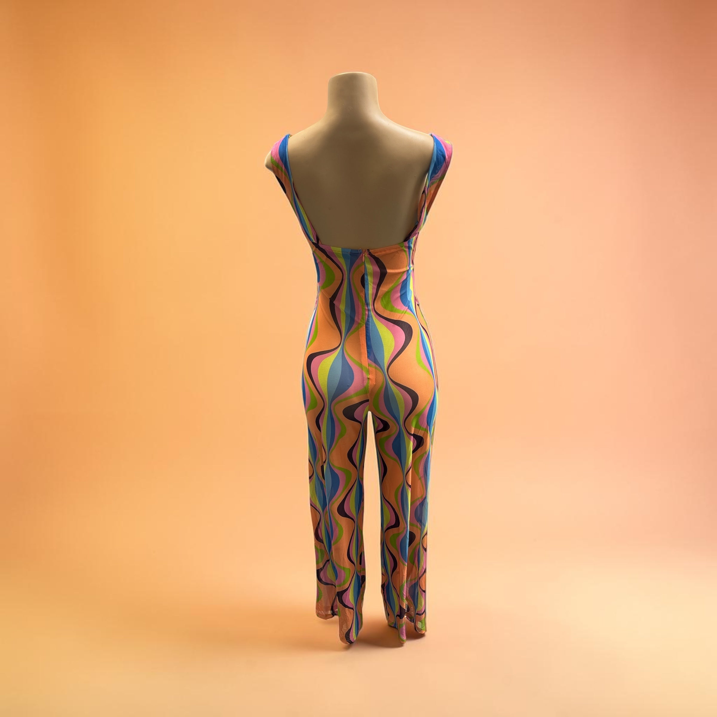 Retro Swirl Cut-Out O-Ring Jumpsuit