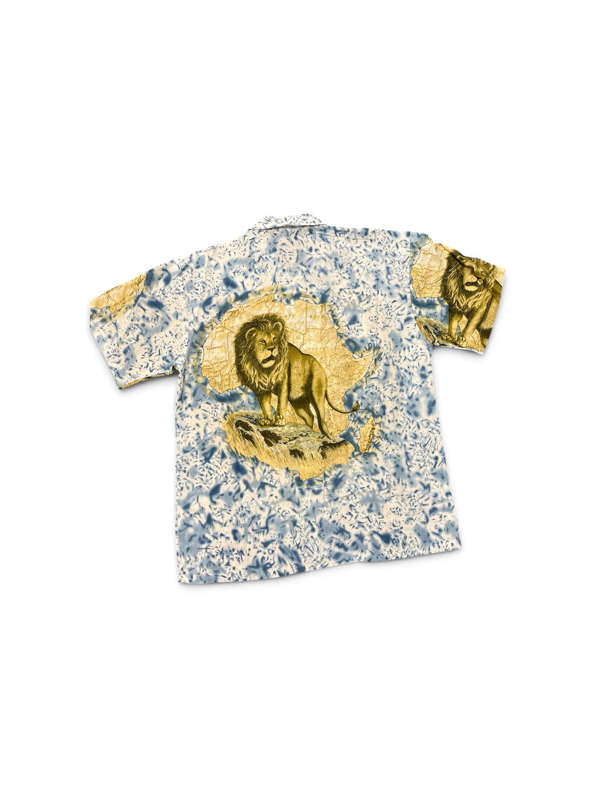 Men's Majestic Lion Graphic Tie-Dye Button-Up Shirt