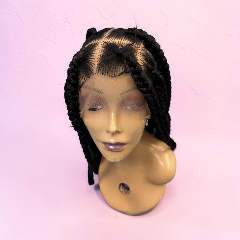 Copper Brown Star-Parted Jumbo Box Braided Lace Front Wig