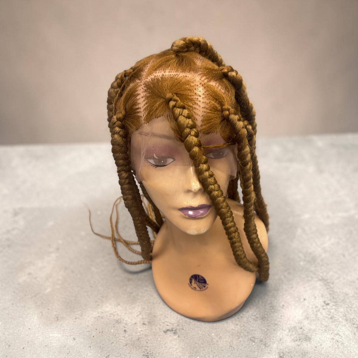 Copper Brown Star-Parted Jumbo Box Braided Lace Front Wig