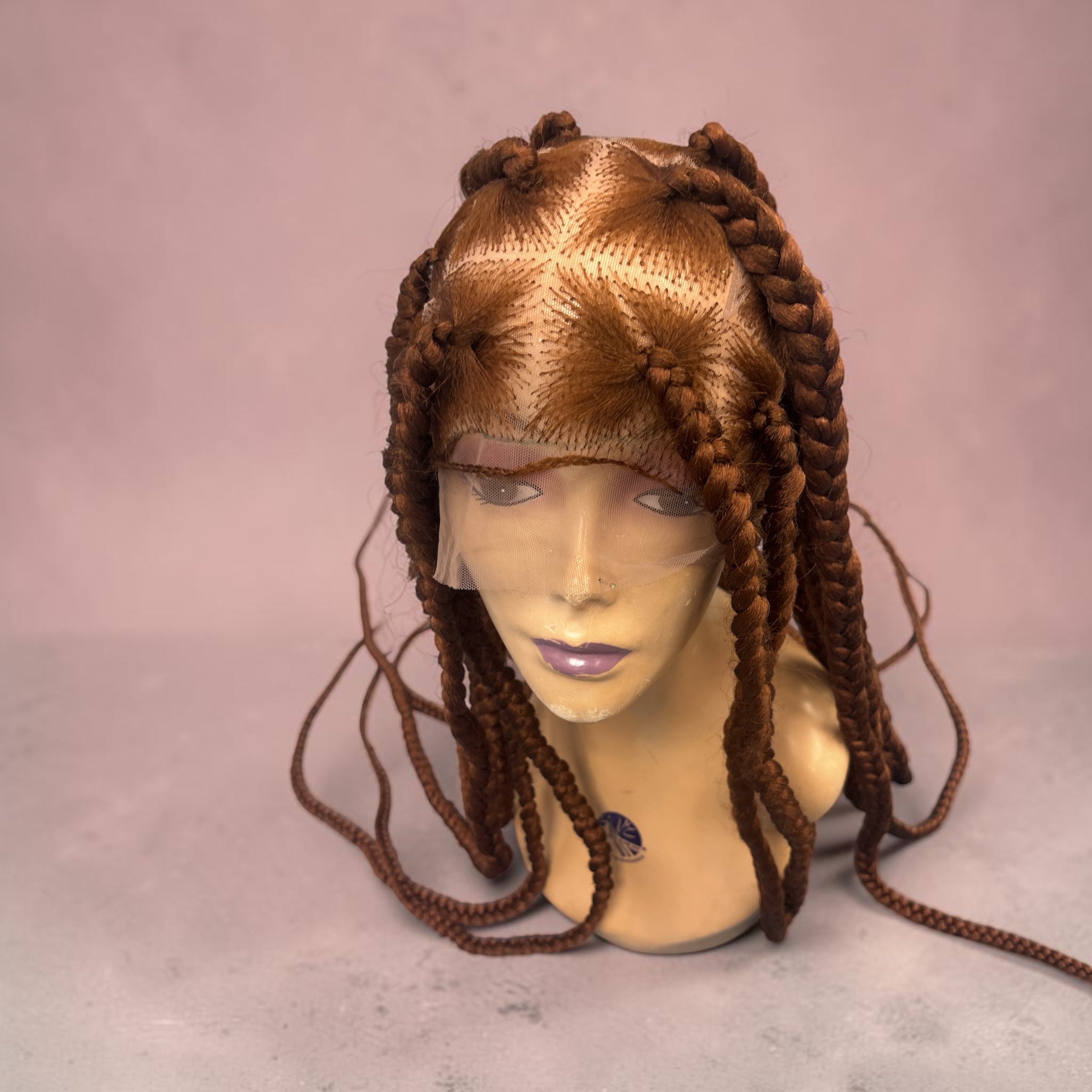 Copper Brown Star-Parted Jumbo Box Braided Lace Front Wig