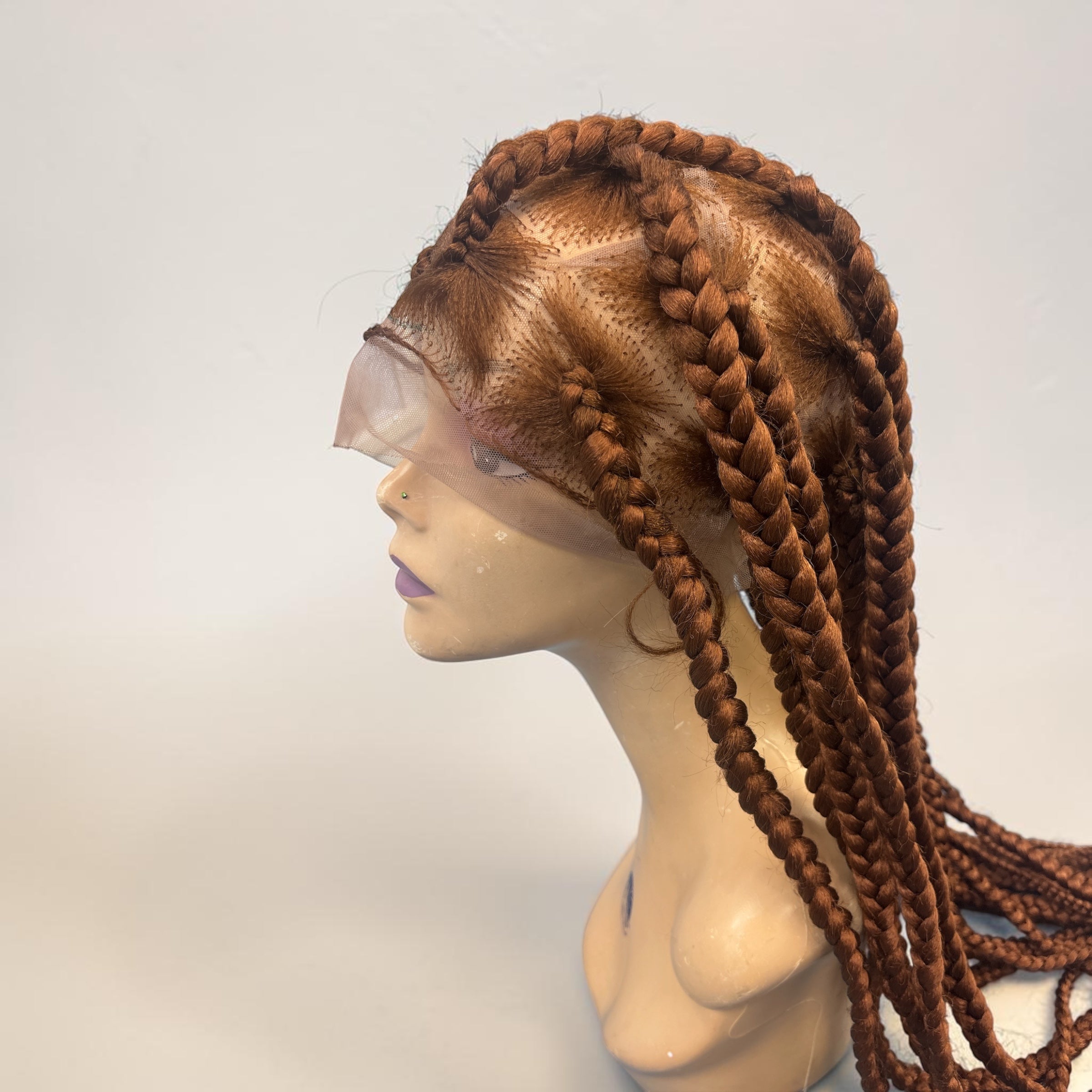 Copper Brown Star-Parted Jumbo Box Braided Lace Front Wig