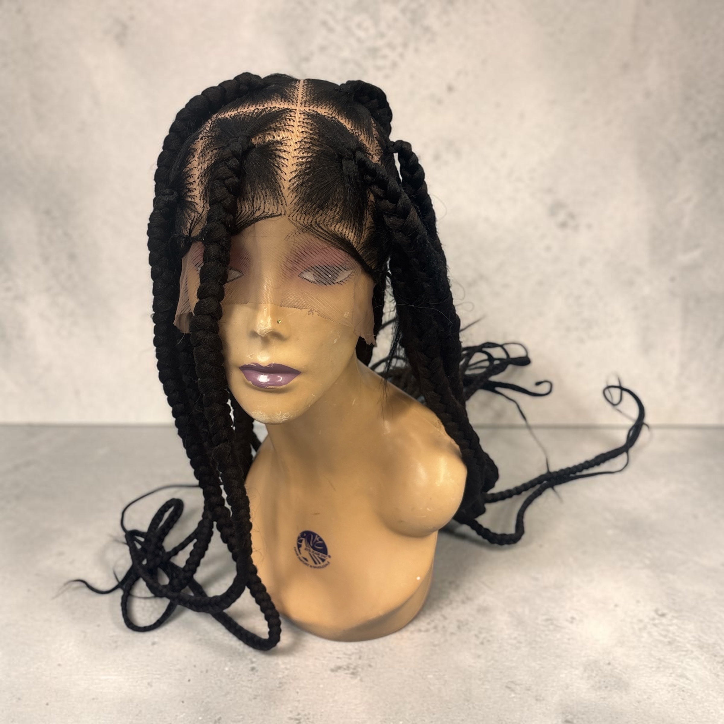 Copper Brown Star-Parted Jumbo Box Braided Lace Front Wig
