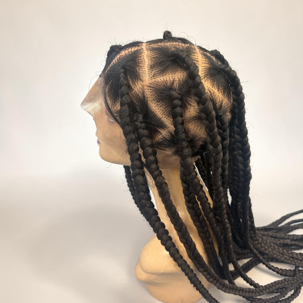 Copper Brown Star-Parted Jumbo Box Braided Lace Front Wig