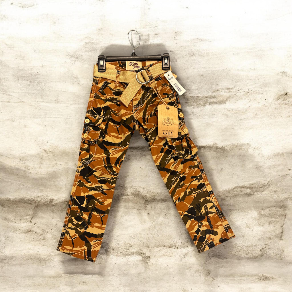 Boys' Olive Belted Vintage Cargo Pants