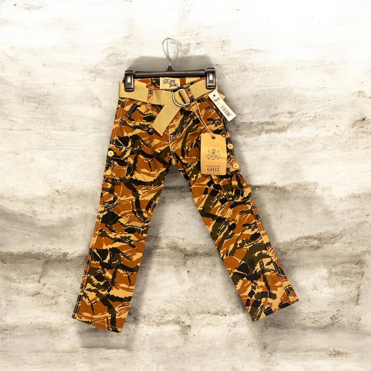 Boys' Olive Belted Vintage Cargo Pants