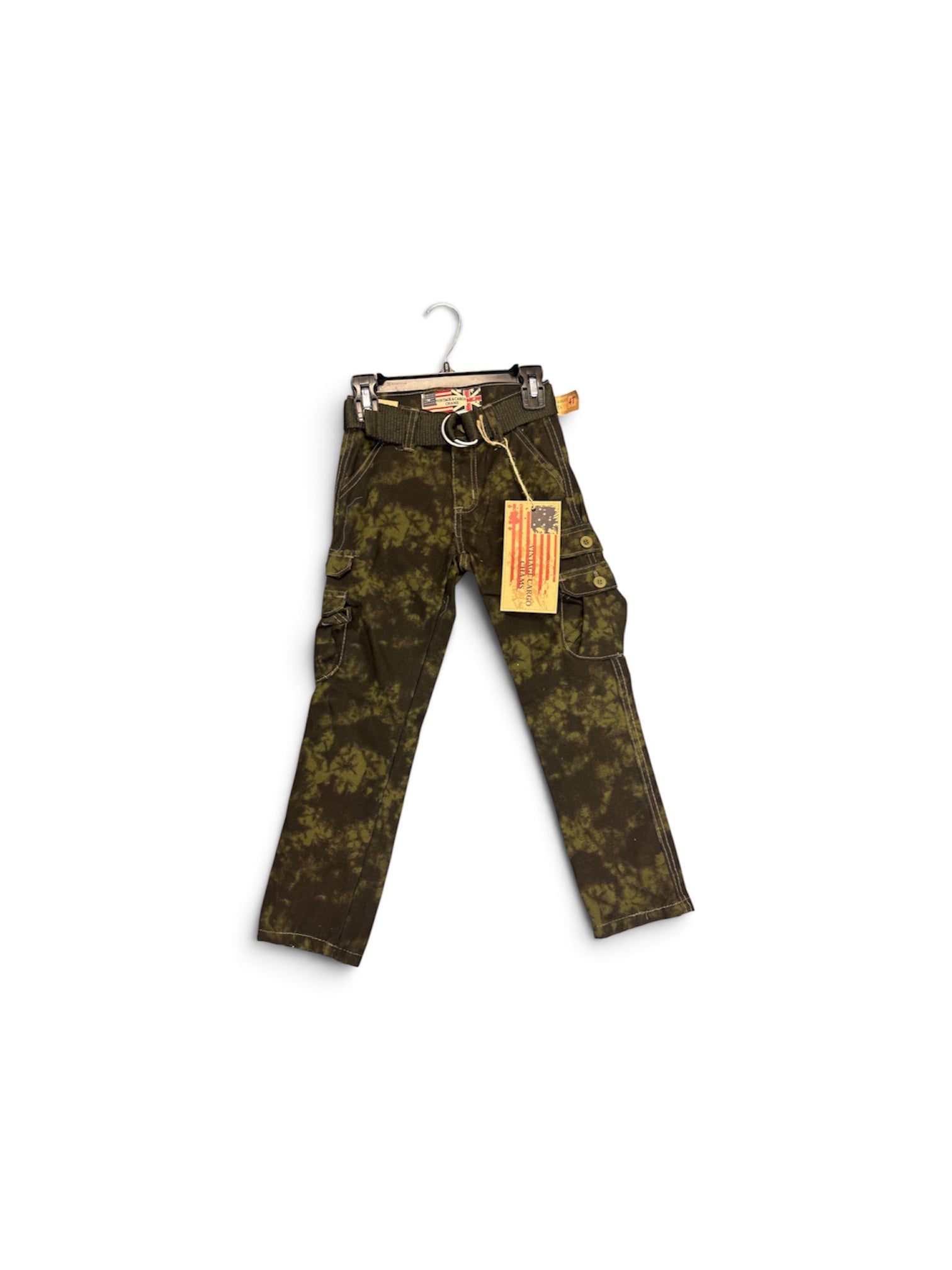 Boys' Olive Belted Vintage Cargo Pants