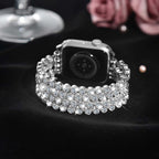 Crystal Diamond Bling Cz Silver Stretch Elastic Apple Watch