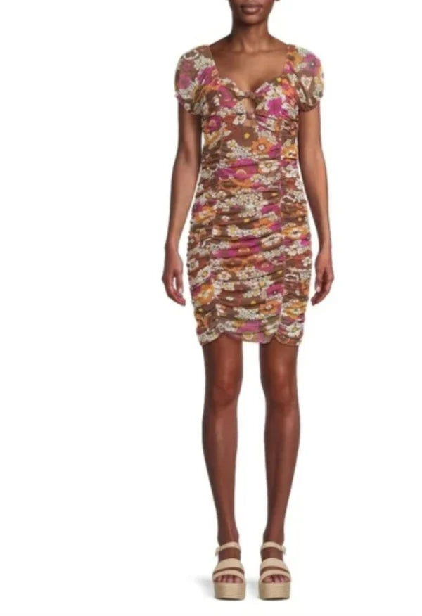 Floral Ruched Mini Dress