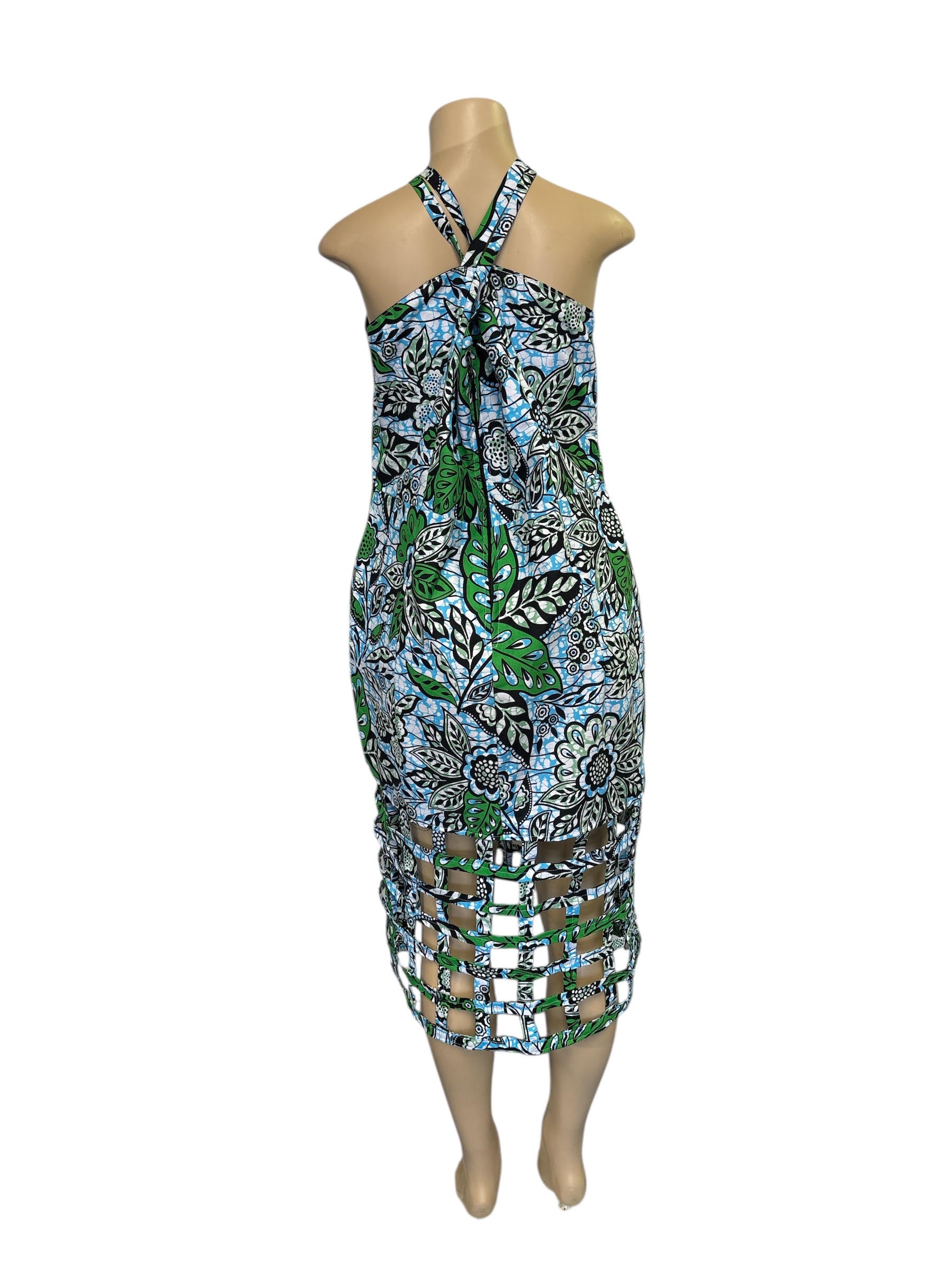 African Print Bodycon Midi Dress