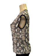 Chic Snakeskin Print V-Neck Sleeveless Blouse