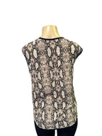 Chic Snakeskin Print V-Neck Sleeveless Blouse