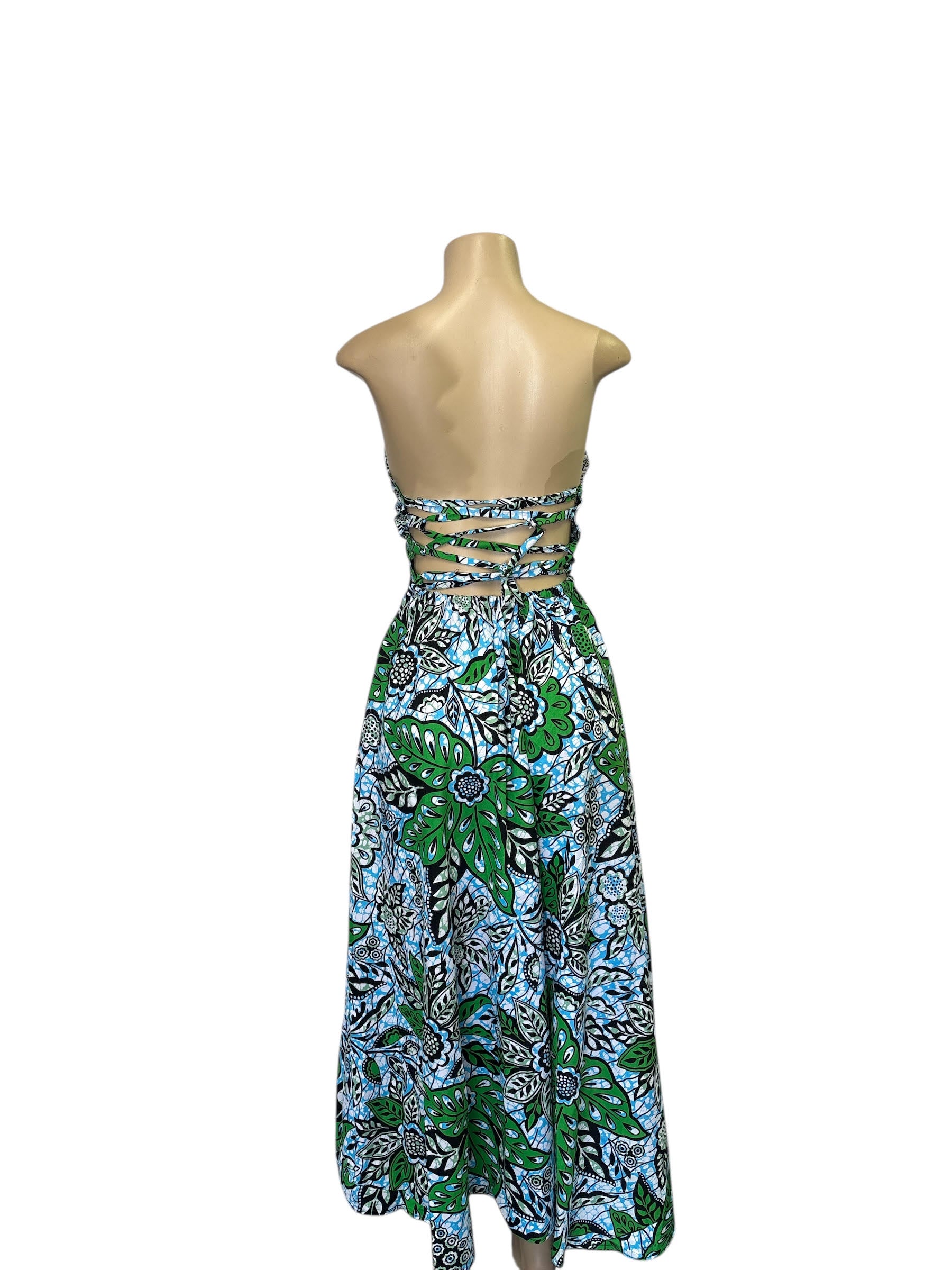 African Print A-Line Midi Sundress