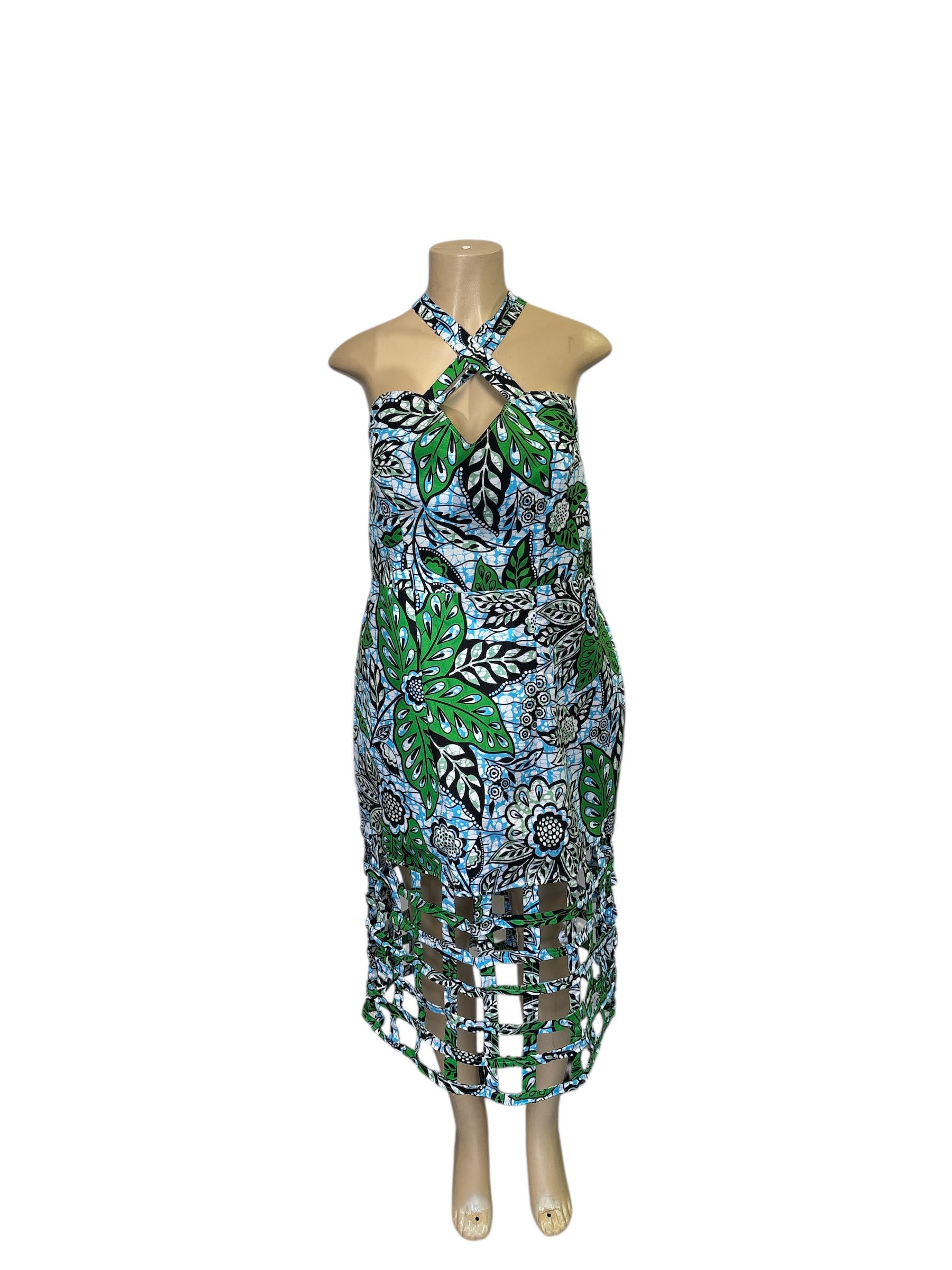 African Print Bodycon Midi Dress