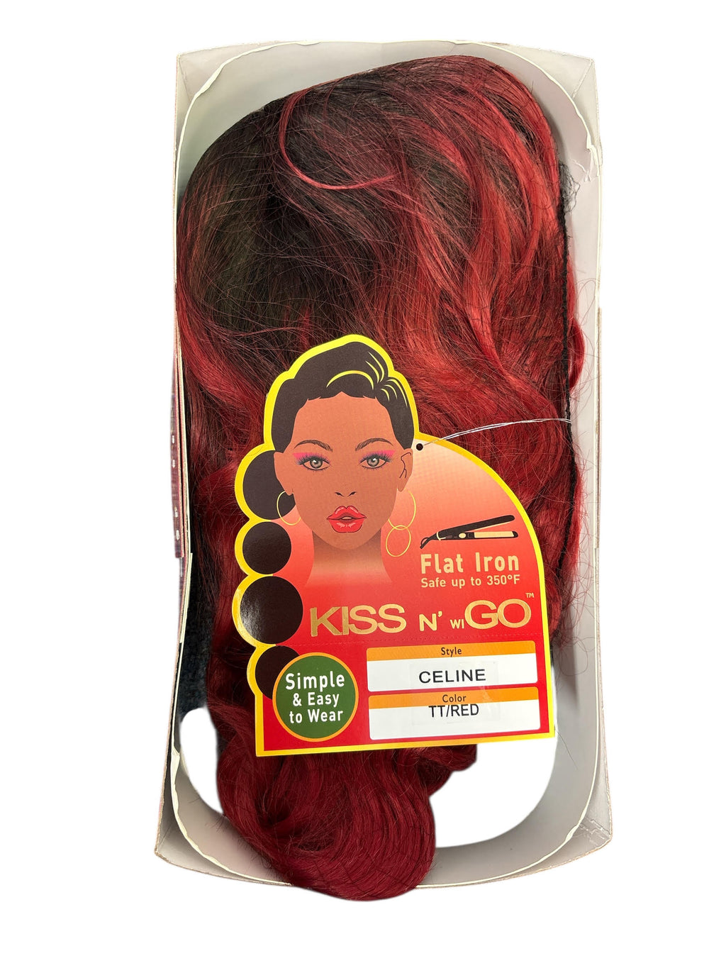Short Red Ombre Bob Wig with Bangs and Dark Roots