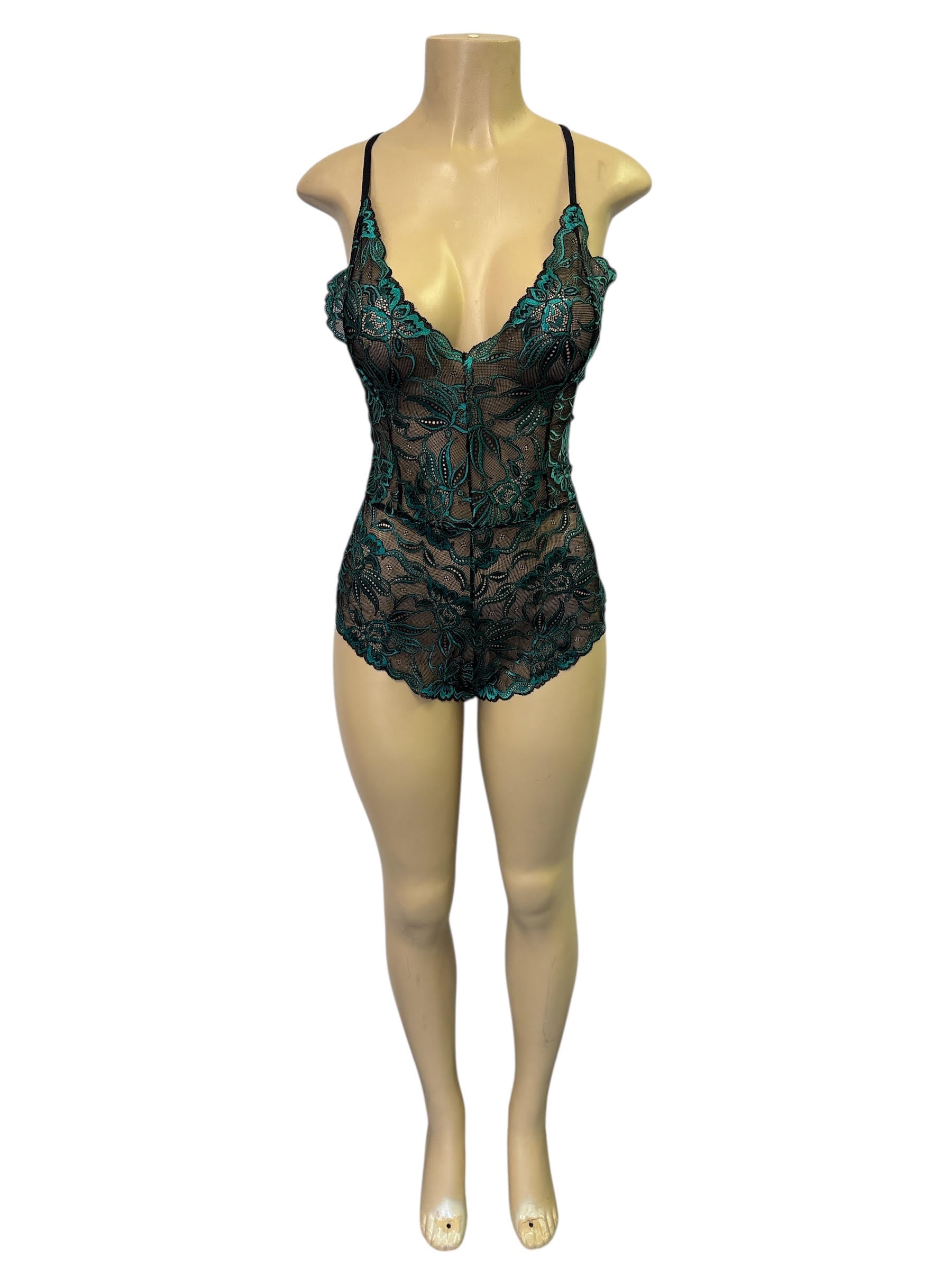 Daring Black Sheer Lace Cutout Underwire Teddy Lingerie