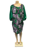green satin bubble sleeves.