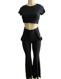 CUOREZ Women's Color Jacquard Strap Pants Set Two Piece