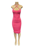 Ruched Midi Club Party Dress