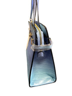 Pastel Ombre Alligator-Embossed Satchel Handbag