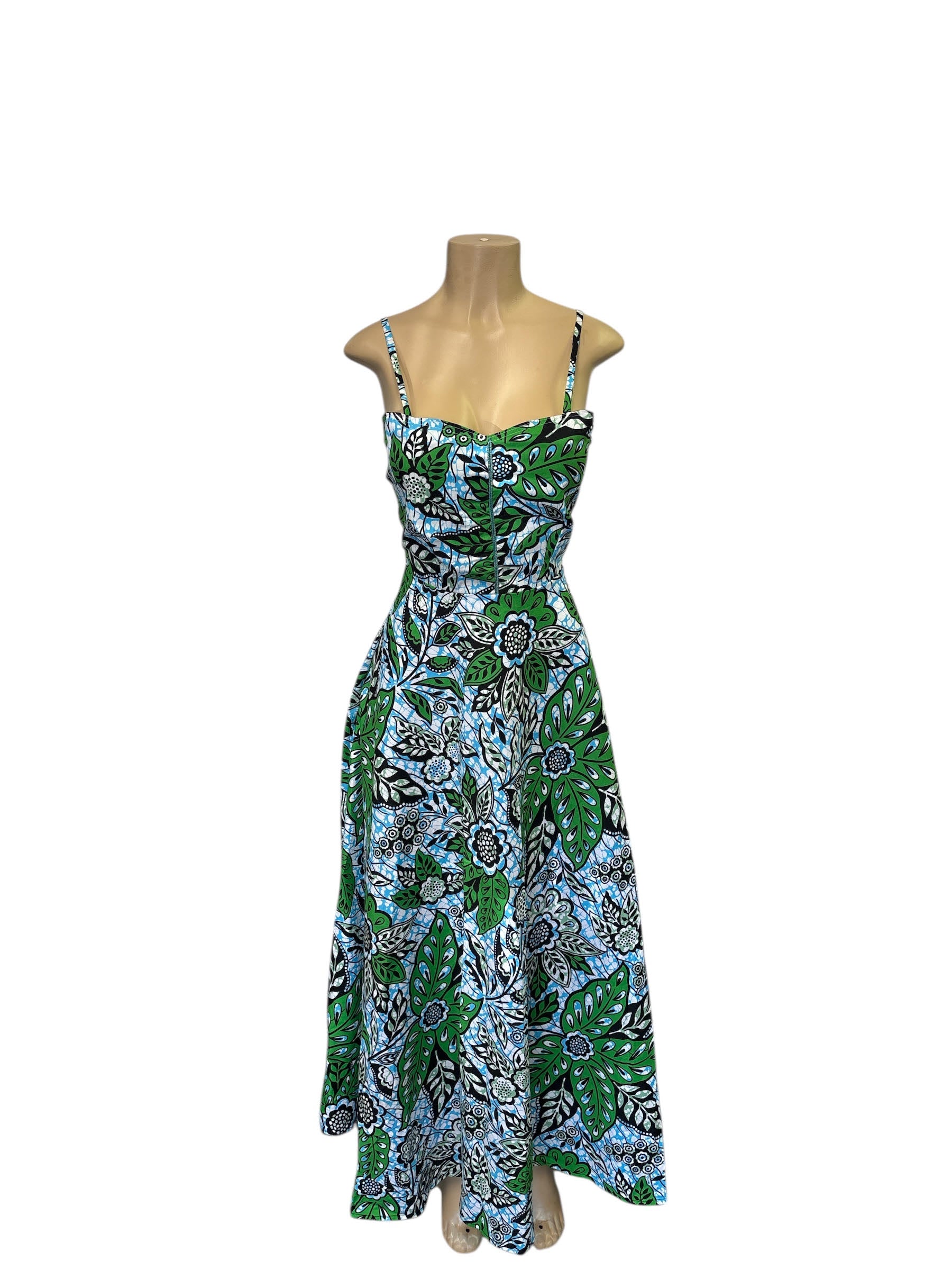 African Print A-Line Midi Sundress