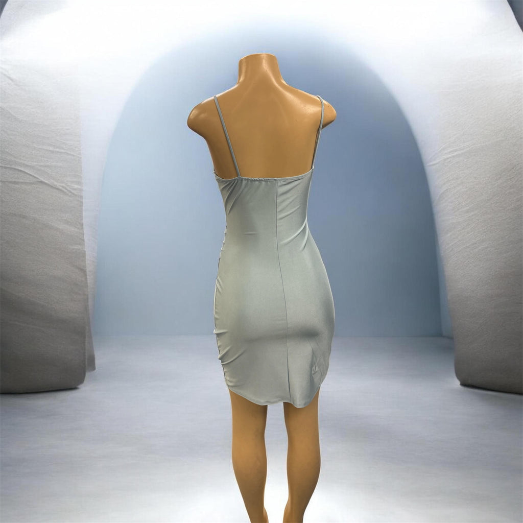 Seraphina Light Blue Ruched Wrap Mini Dress