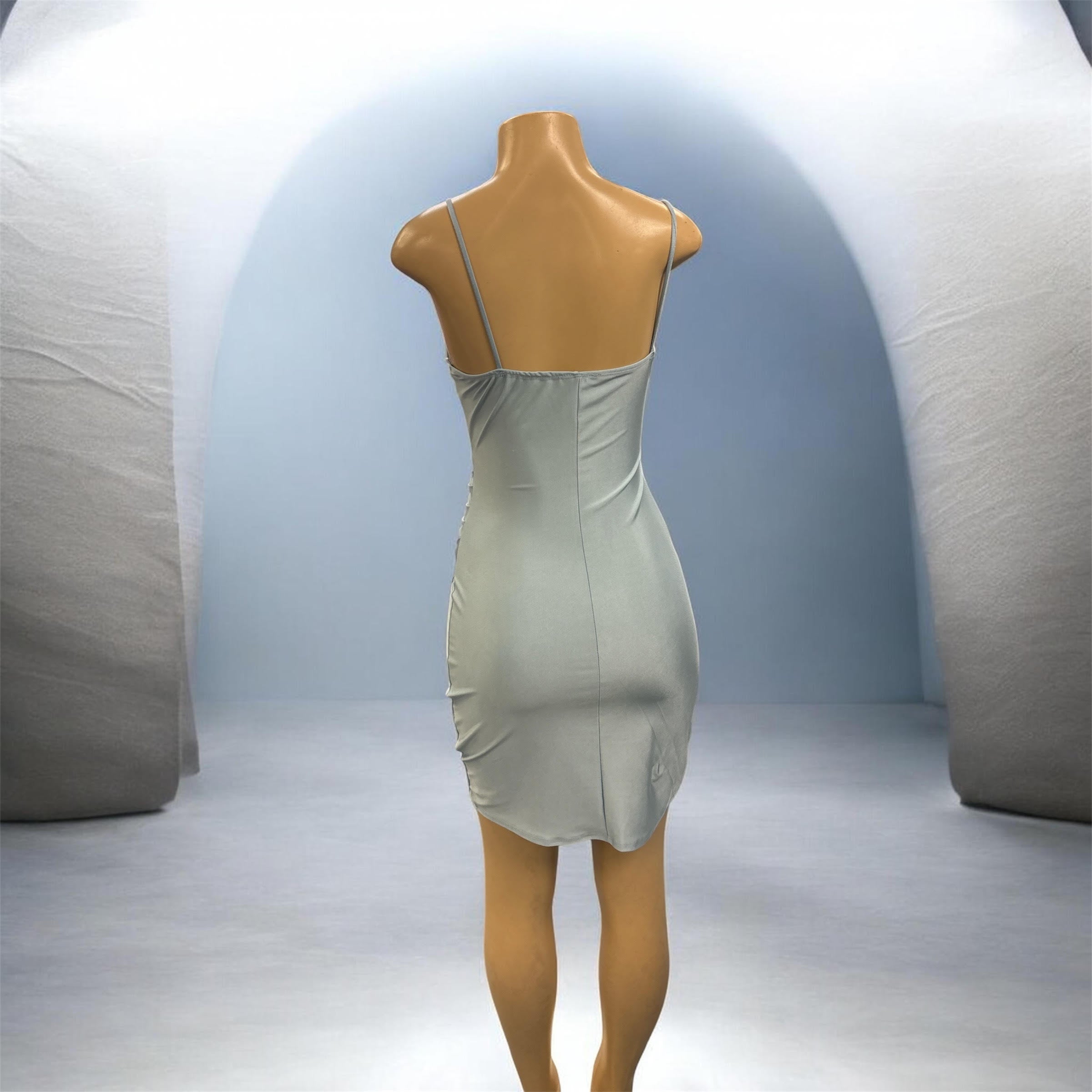 Seraphina Light Blue Ruched Wrap Mini Dress