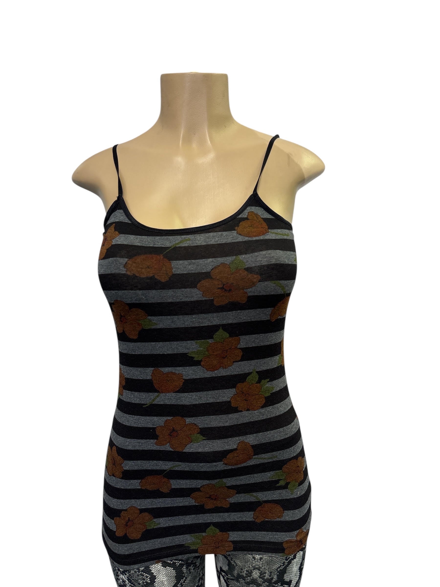 Striped Floral Cami Tank Top