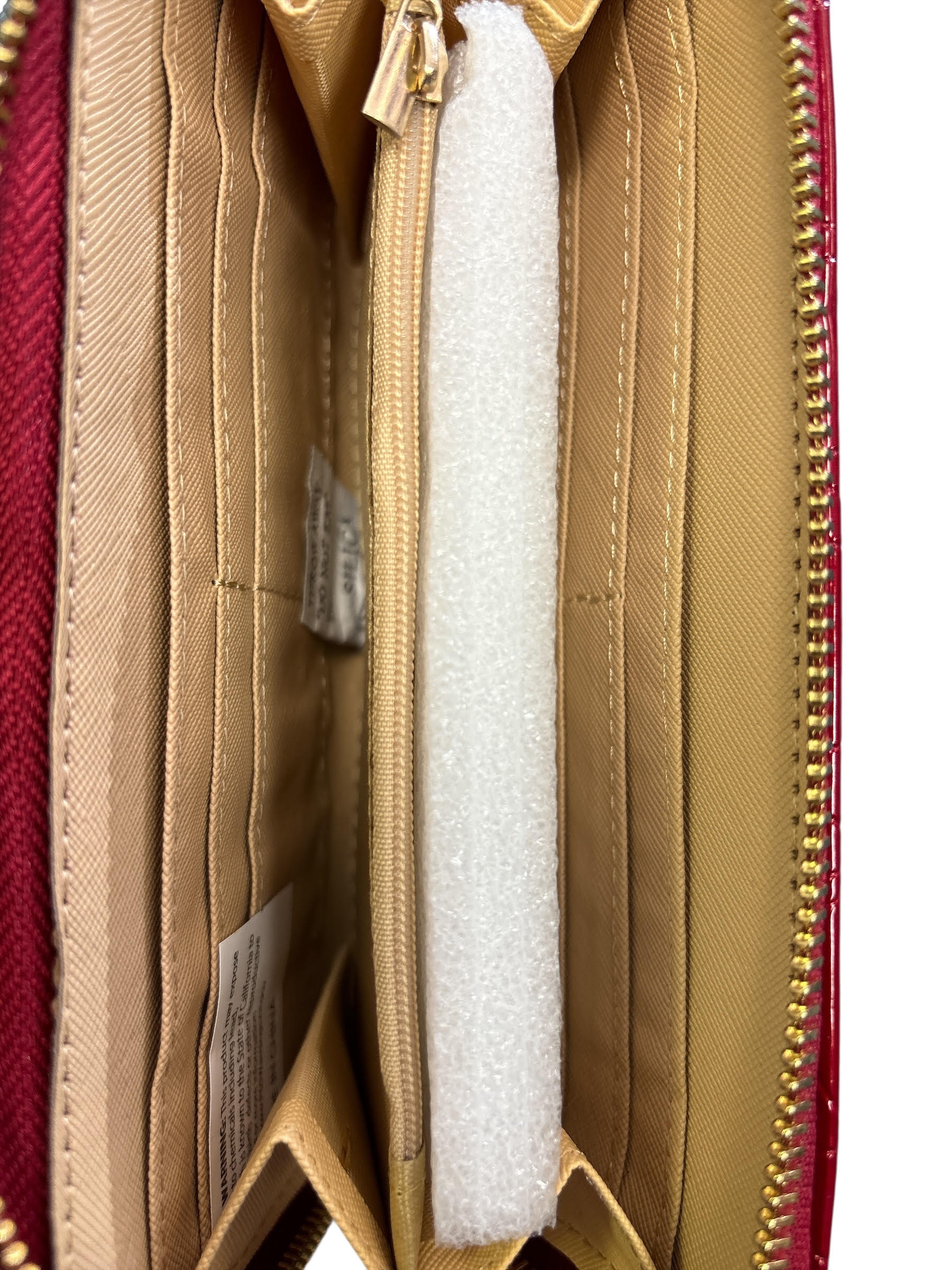 red rose patten leather zippered wallet