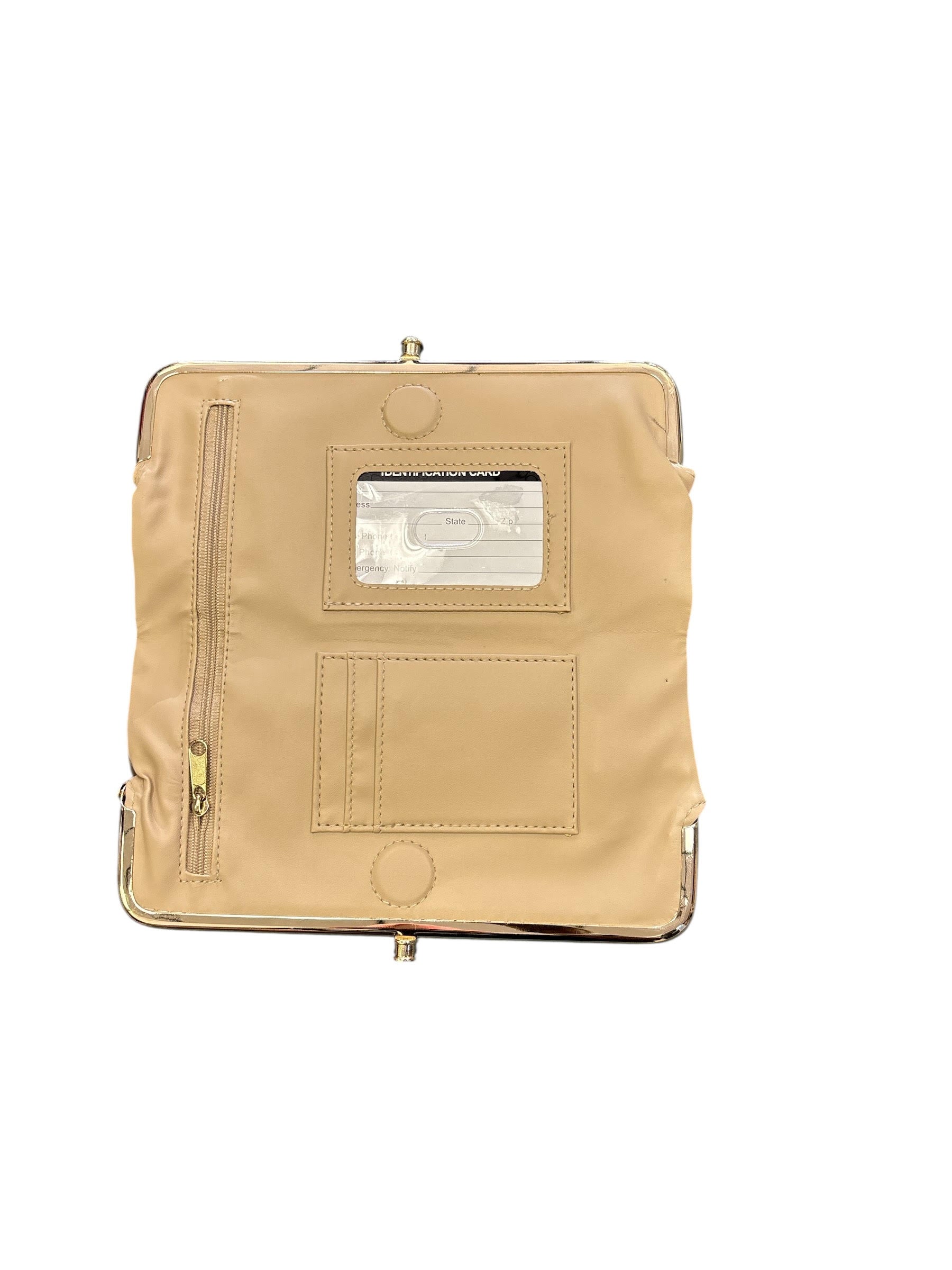 Gold kiss-lock clutch wallet