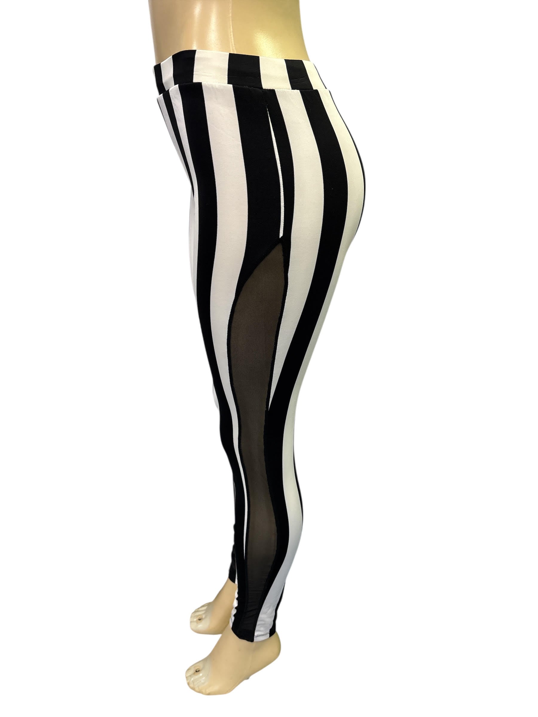 Black/White Striped Leggings
