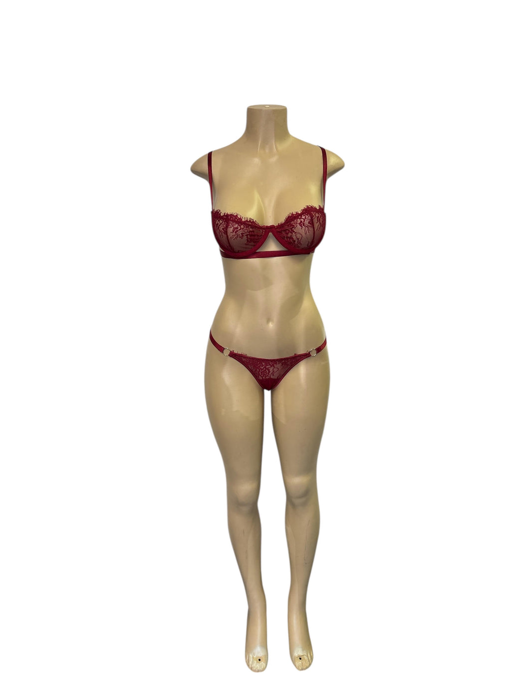 Royal Blue Sheer Lace Underwire Bra & Thong Lingerie Set