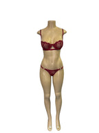 Royal Blue Sheer Lace Underwire Bra & Thong Lingerie Set