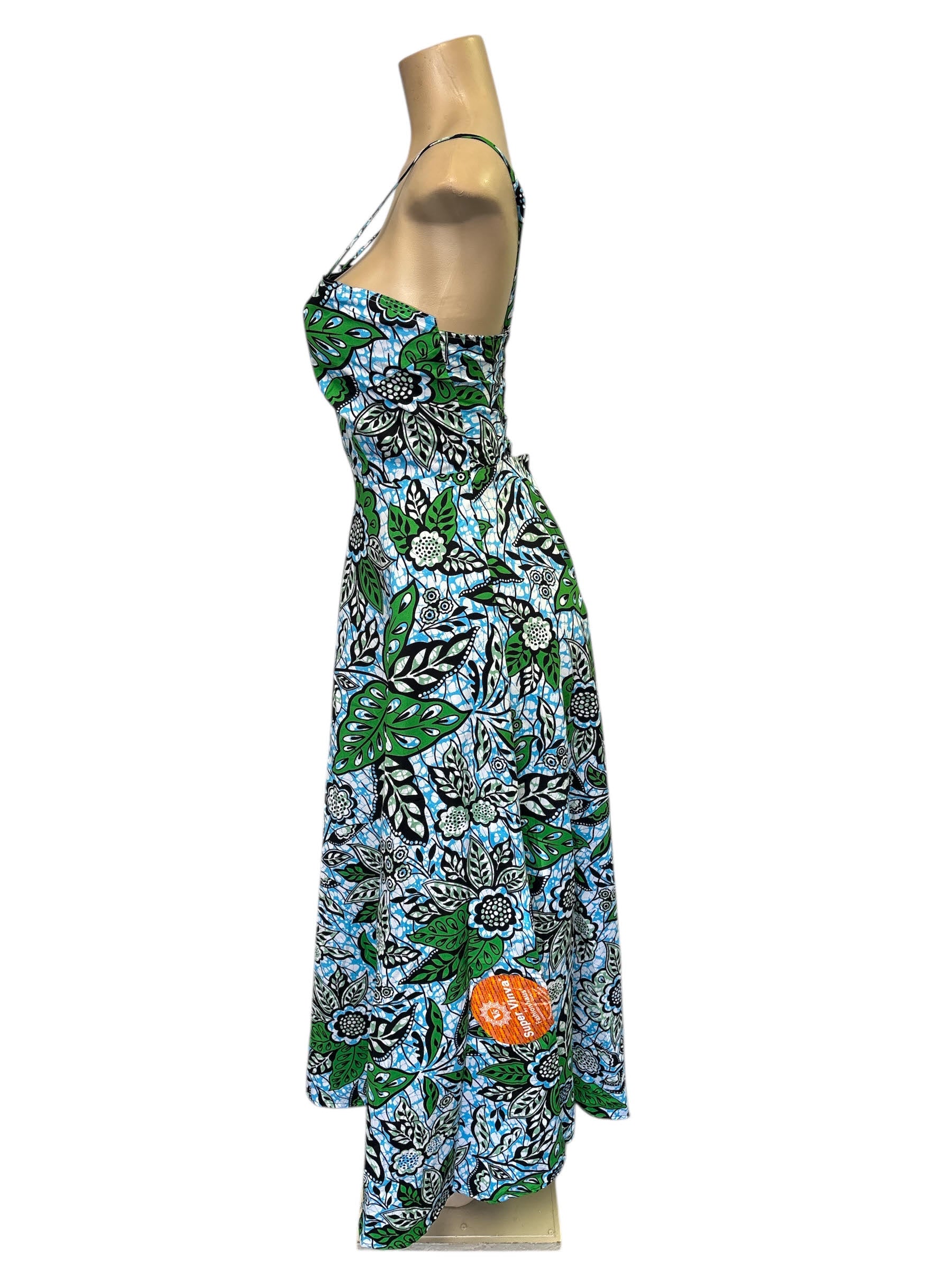 African Print A-Line Midi Sundress