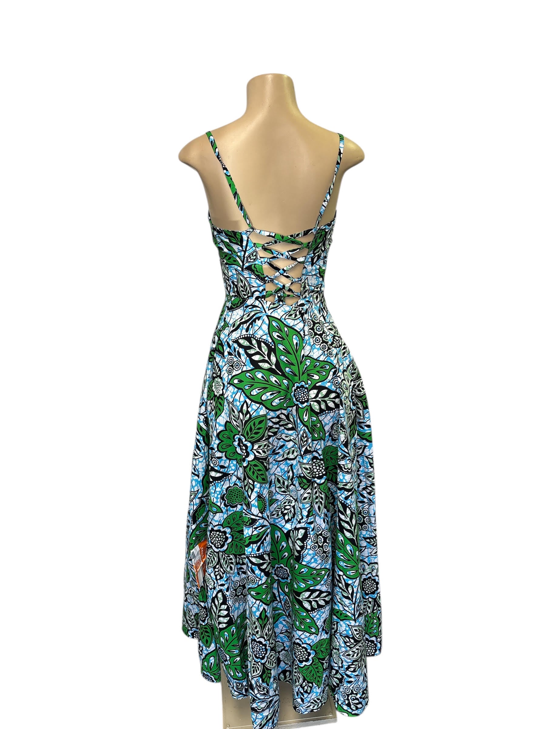 African Print A-Line Midi Sundress