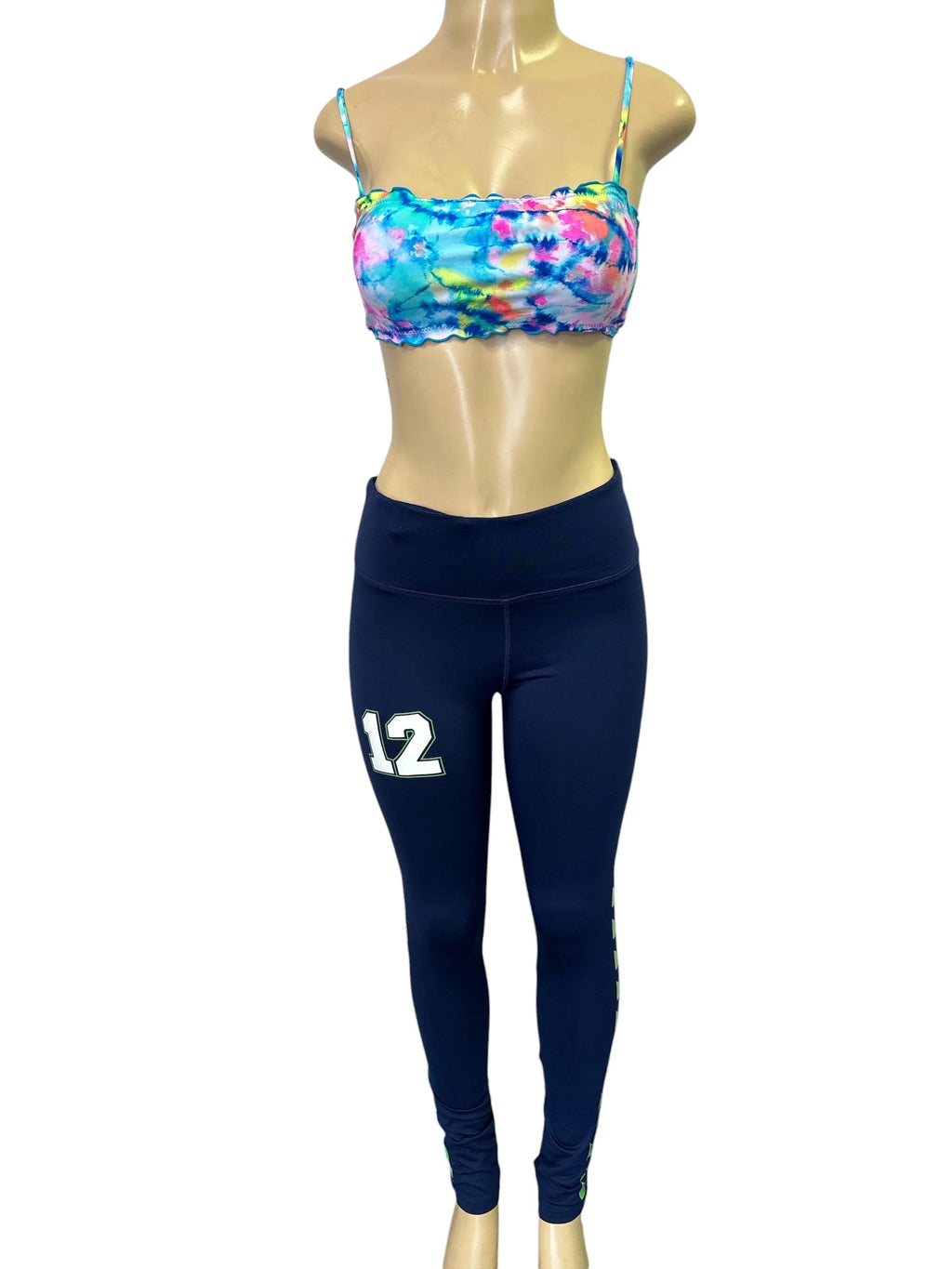 Women's Grey High-Waisted #12 Game Day Athletic Leggings